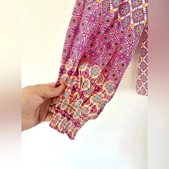 Hale Bob Los Angeles Adelaide Crochet Trim Pink Boho Pattern Blouse Size Small - Picture 10 of 15